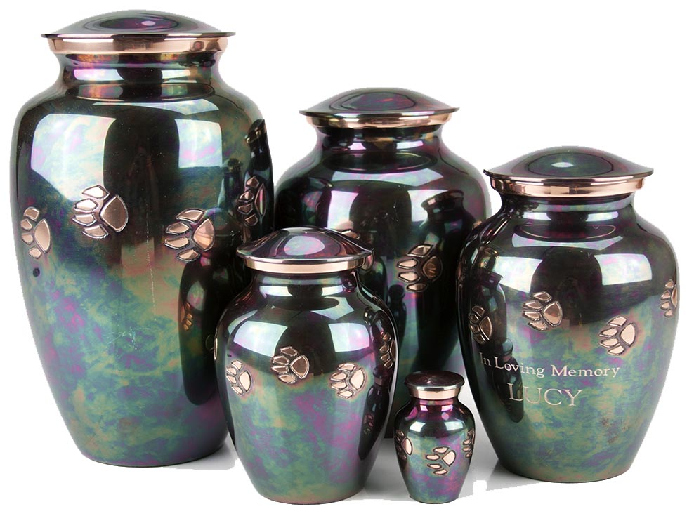 Teal Paw Print Vase Urn