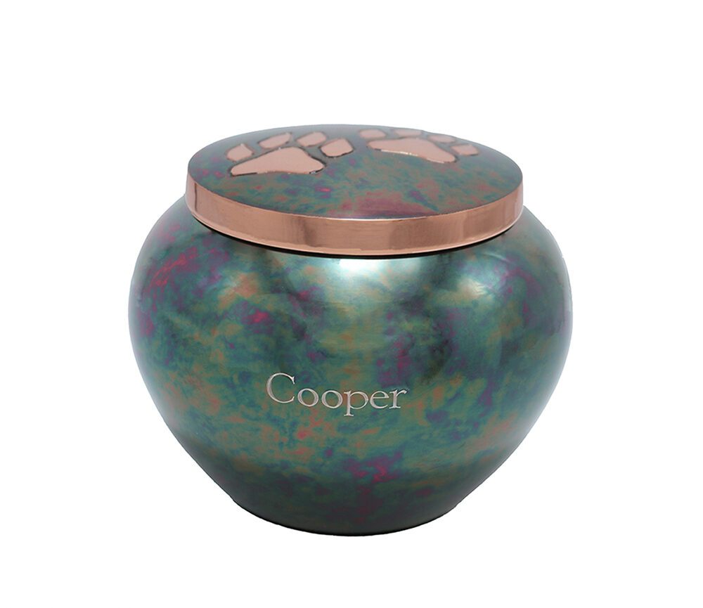 Raku Paw Print Jar Urn